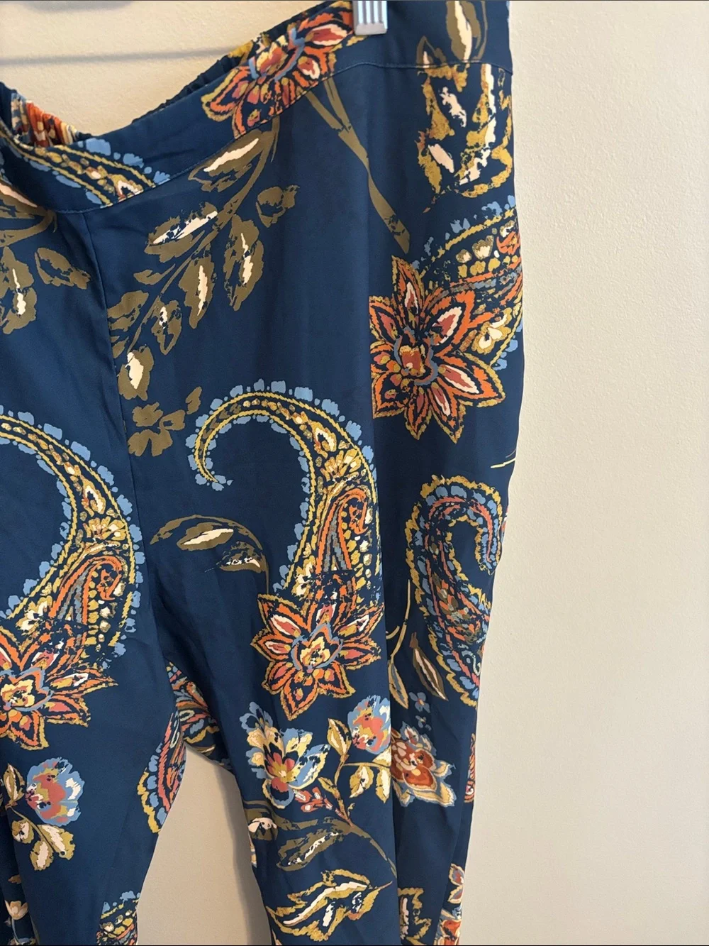 Soft Surroundings Medina Pants Womens 1X Navy Blue Paisley Floral Boho